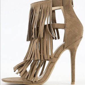 Wild Diva Lounge Adele-177 Suede Fringe Heels
